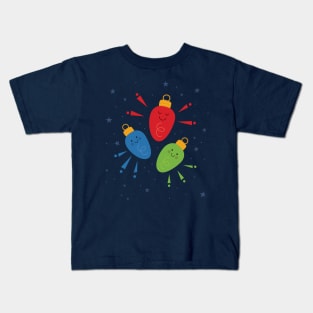 Trio of Playful Christmas Light Bulbs Kids T-Shirt